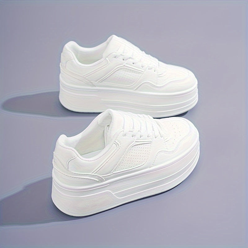 Sienna - Trendy Witte Plateau Sneakers