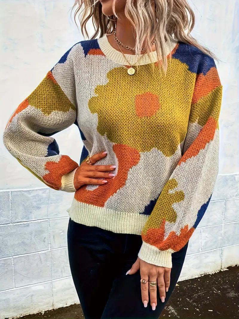 Juliette - Gebreide Trui met Bloemenmotief | Kunstzinnige Stijl en Comfort