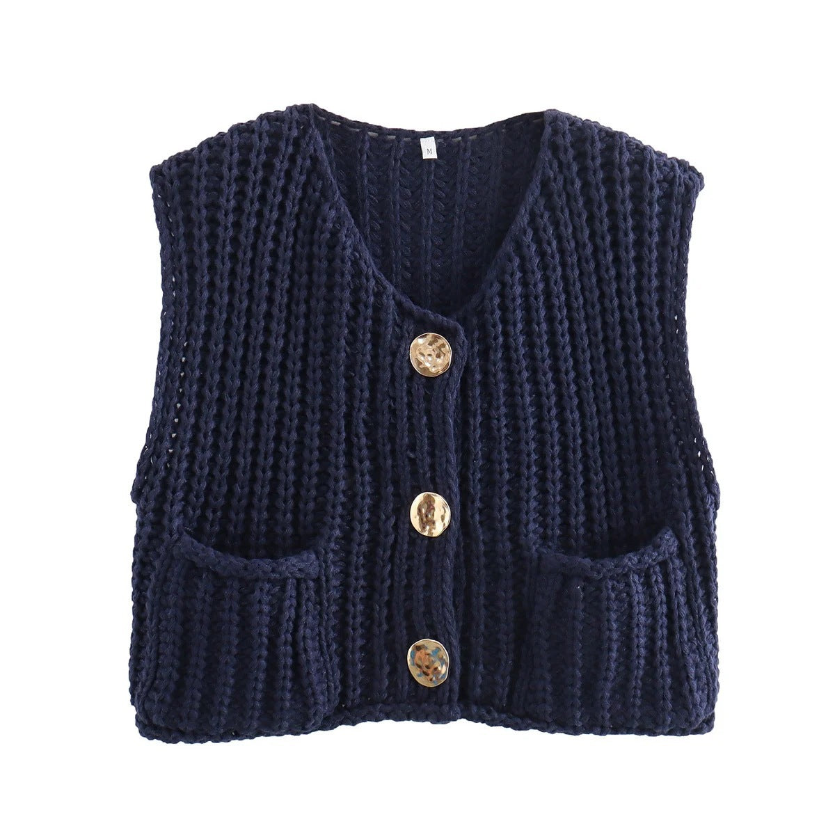 Lana™ - Sleeveless Knitted Cardigan with Pockets