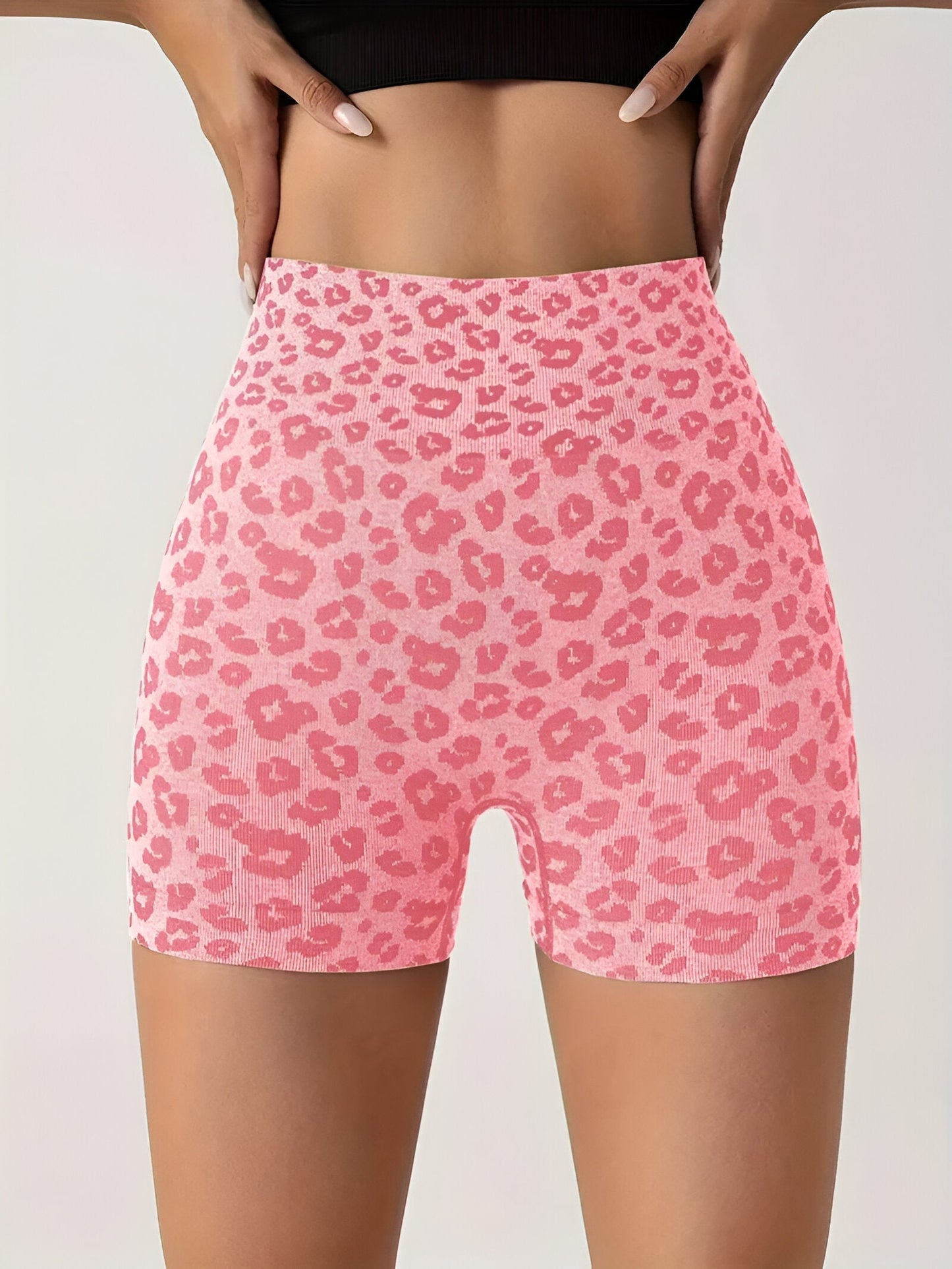 Romy - Trainingsshort met Hoge Taille en Luipaardprint
