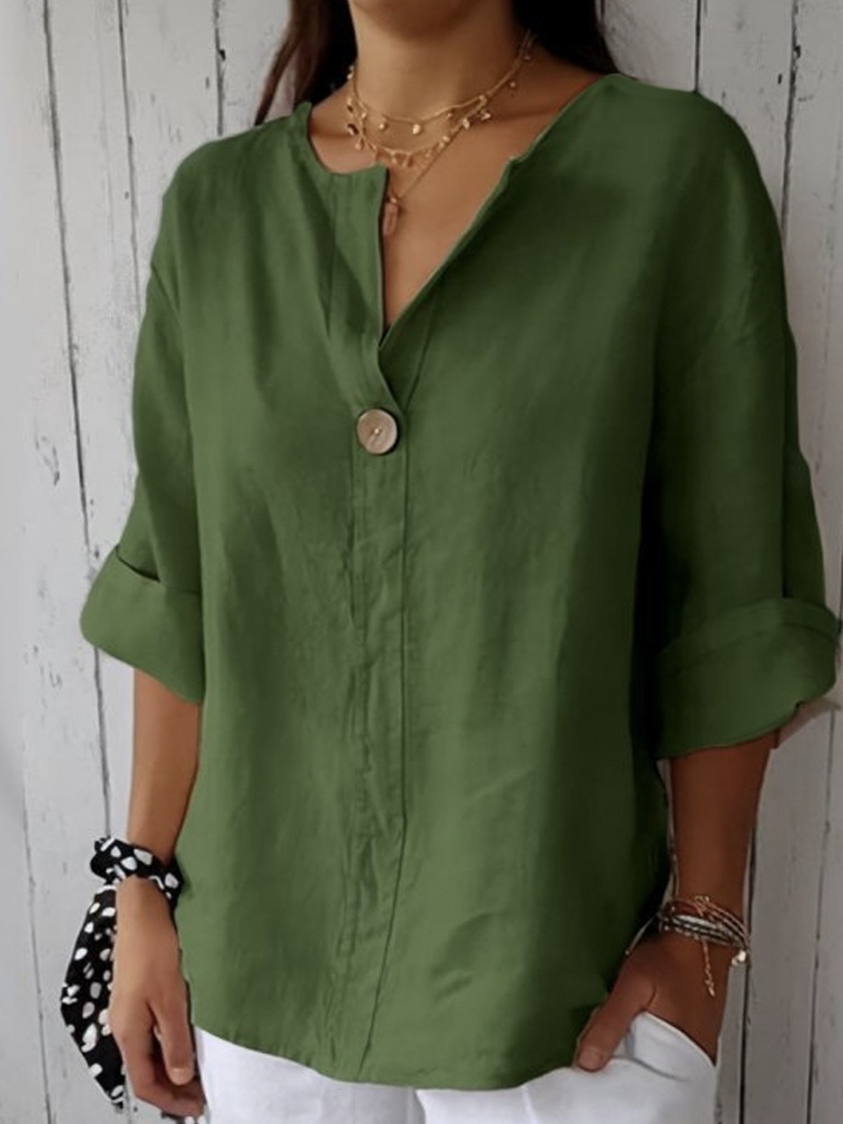 Dames Getailleerde Blouse – Met Knoopsluiting, Geschikt voor Werk en Dagelijks Gebruik
