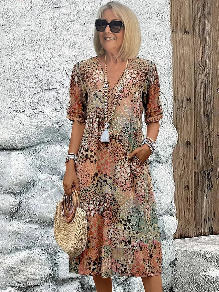Ninthe - Midi Jurk met Levendige Print