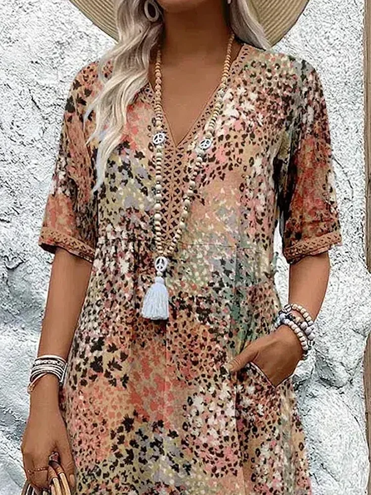Ninthe - Midi Jurk met Levendige Print