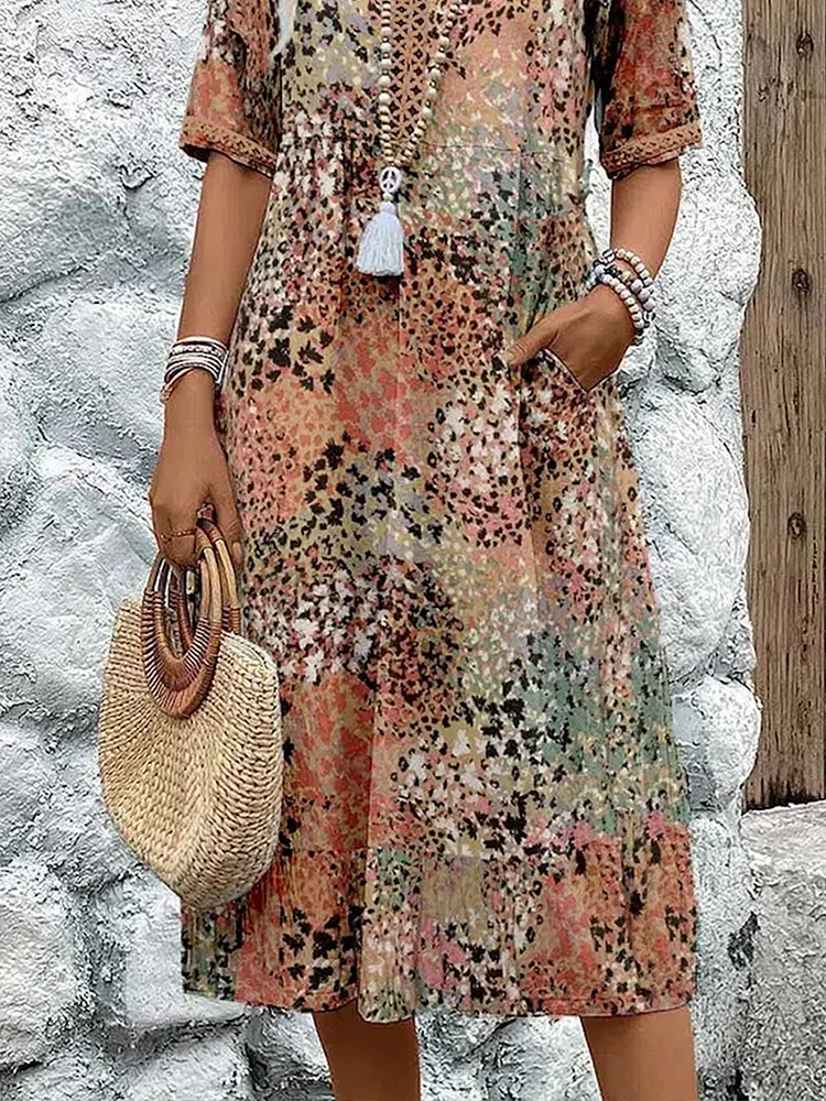 Ninthe - Midi Jurk met Levendige Print