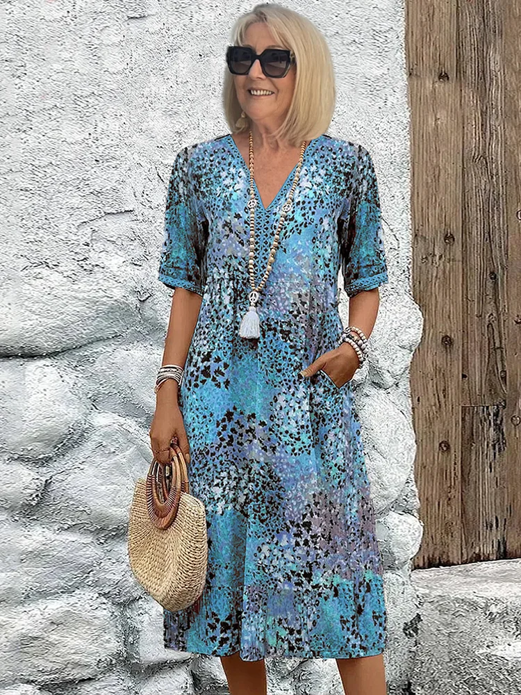 Ninthe - Midi Jurk met Levendige Print