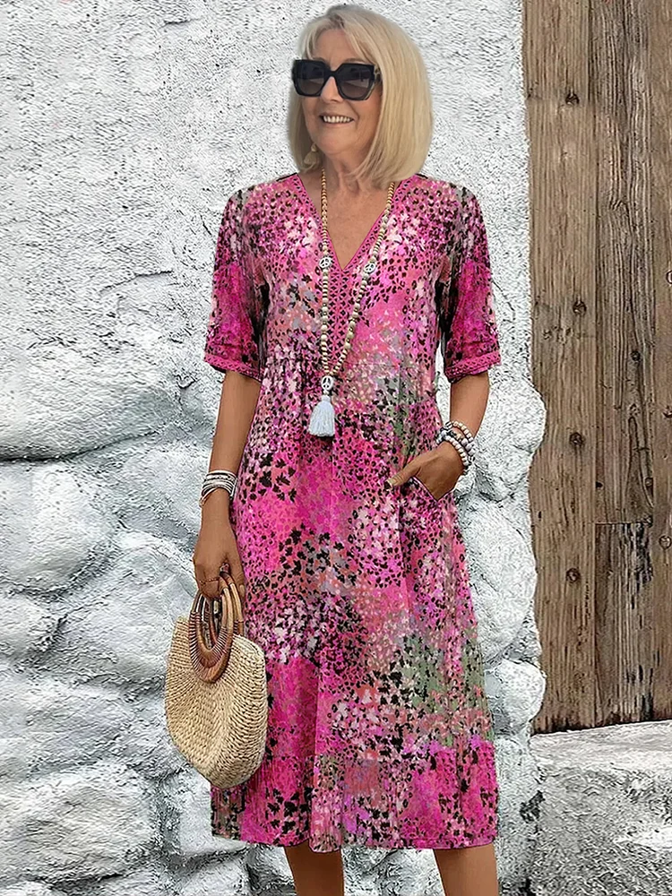 Ninthe - Midi Jurk met Levendige Print