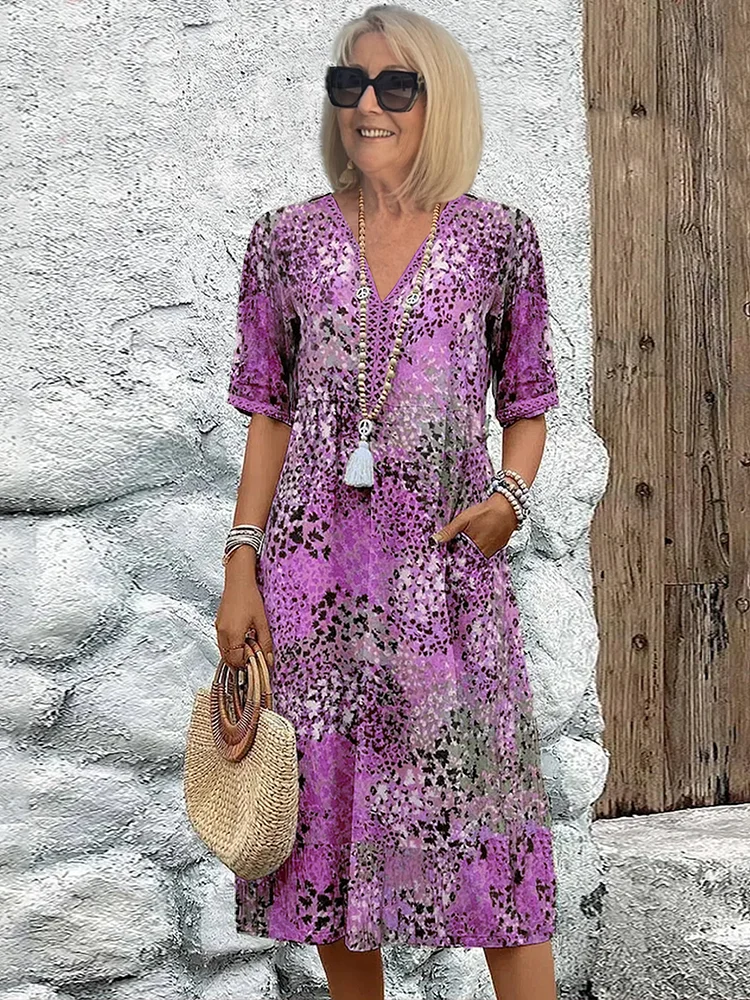 Ninthe - Midi Jurk met Levendige Print