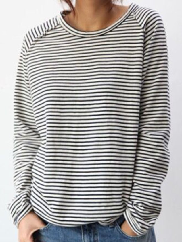 Dames Gestreepte Casual Longsleeve Shirt – Zacht Katoen, Perfect voor Lente en Herfst