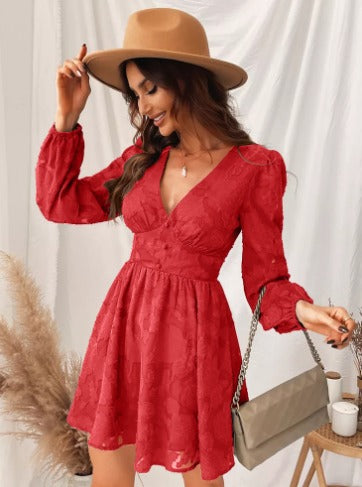 Lotte - Delicate Satijnen Jurk met Korte Mouwen