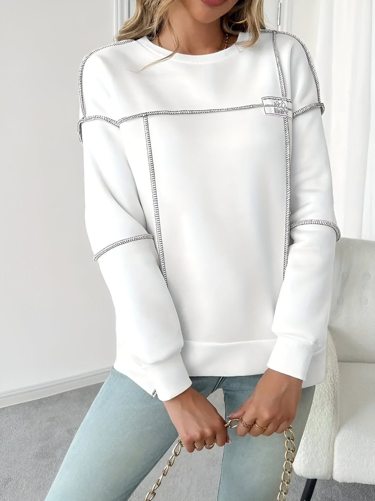 Céline - Asymmetrisch Geribd Sweatshirt met Capuchon