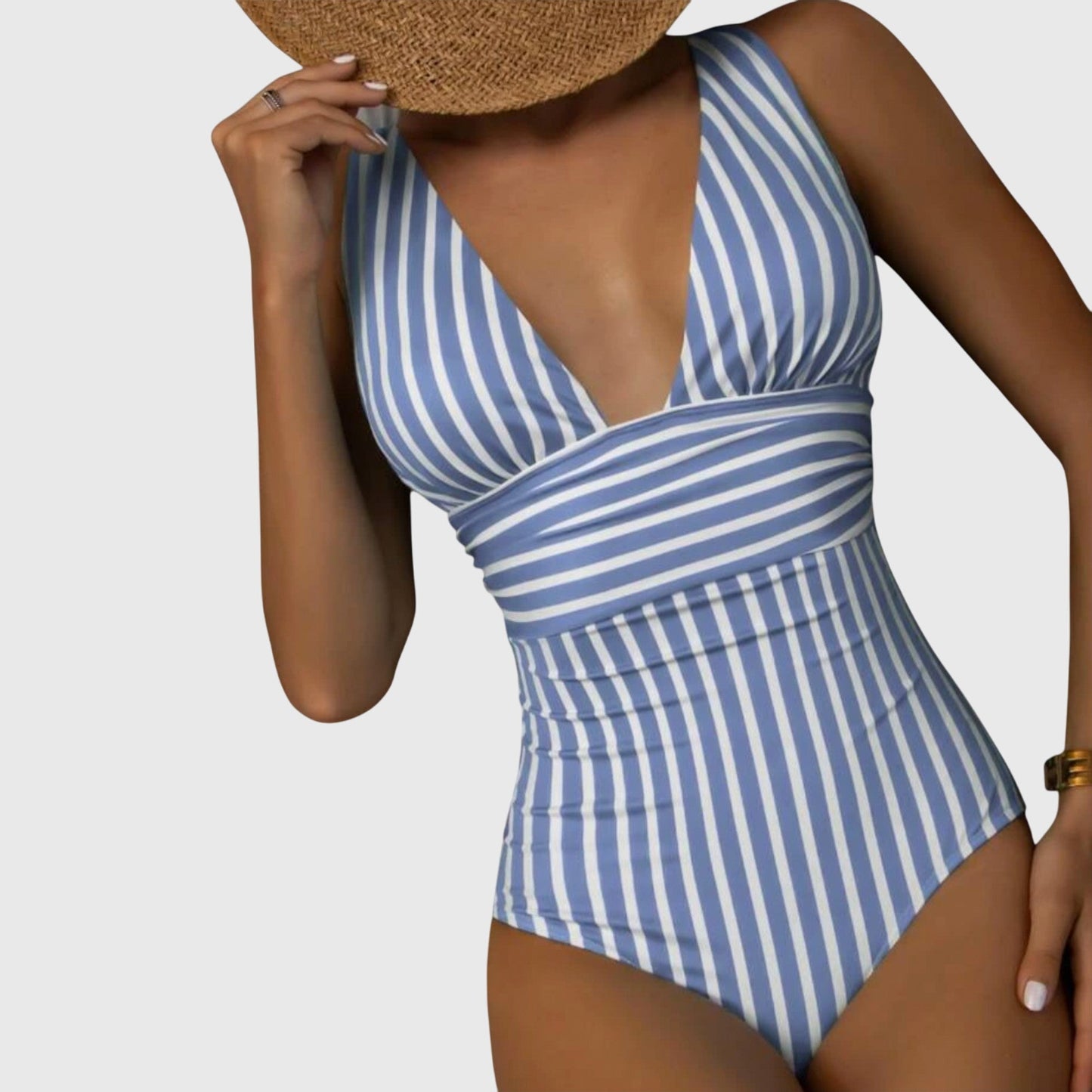 Dames Getailleerd Badpak – V-hals, Geschikt voor Zomer en Strandgebruik