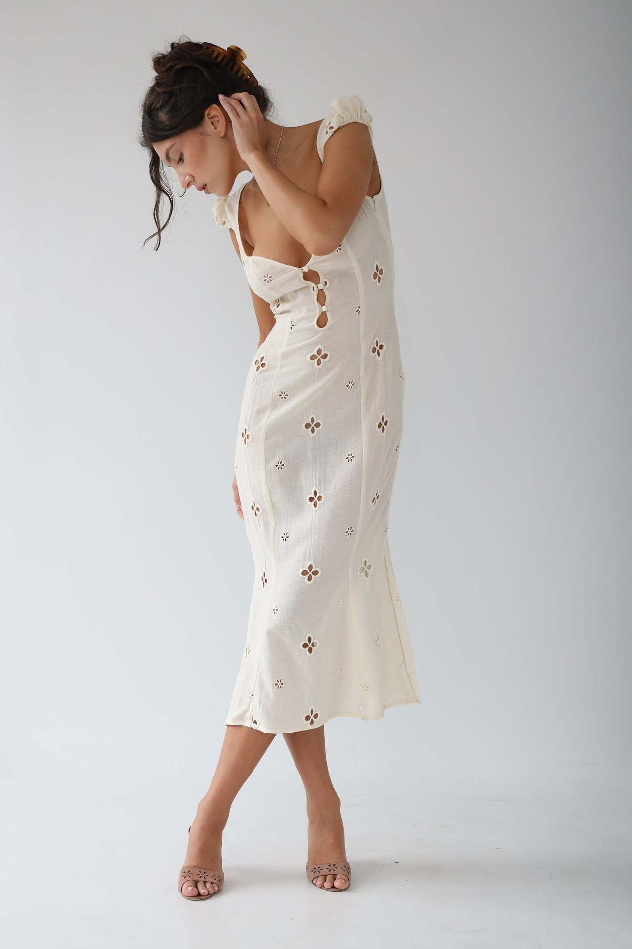 Isabella - Vintage Geborduurde Fishtail Midi-jurk