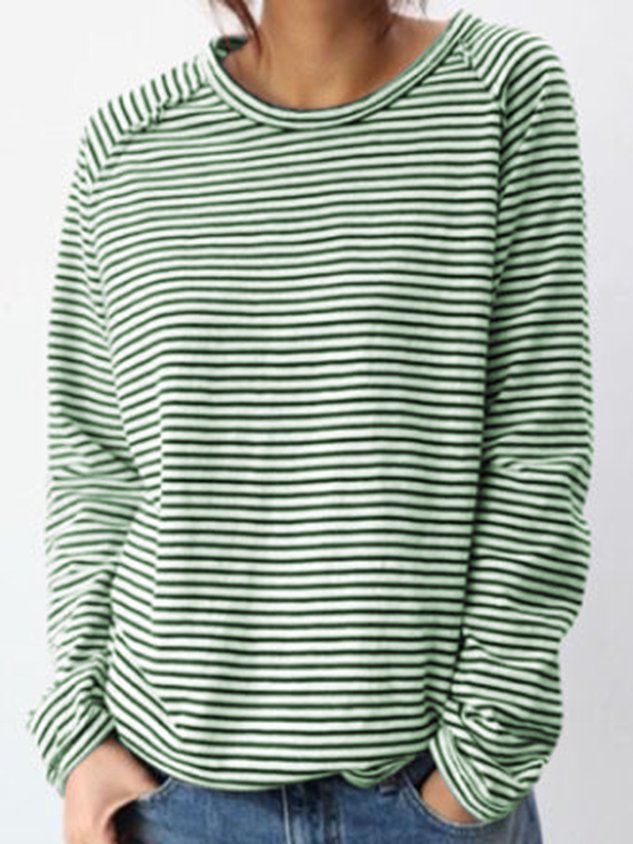 Dames Gestreepte Casual Longsleeve Shirt – Zacht Katoen, Perfect voor Lente en Herfst
