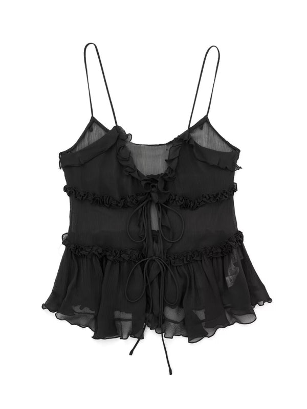 Lara - Doorzichtige Gelaagde Camisole met Decoratieve Details