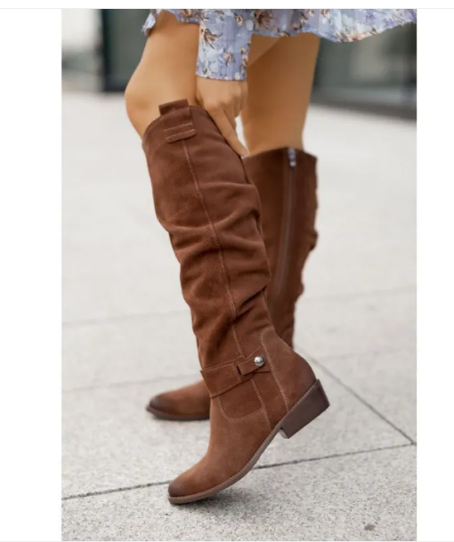 Botas hasta la rodilla para mujer, horma ancha y tacón bajo