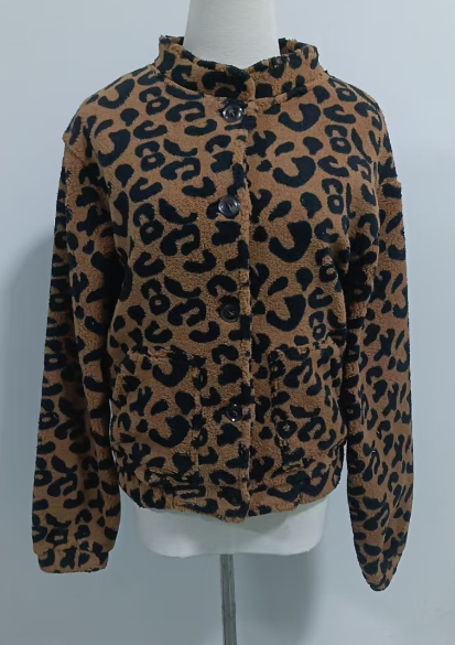 Dames Oversized Luipaard-Print Jack – Zwart en Bruin, Casual Jas