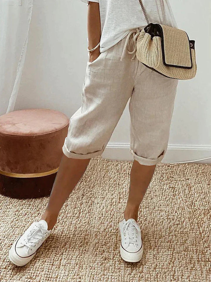 Livia - Katoen-Linnen Damesshorts