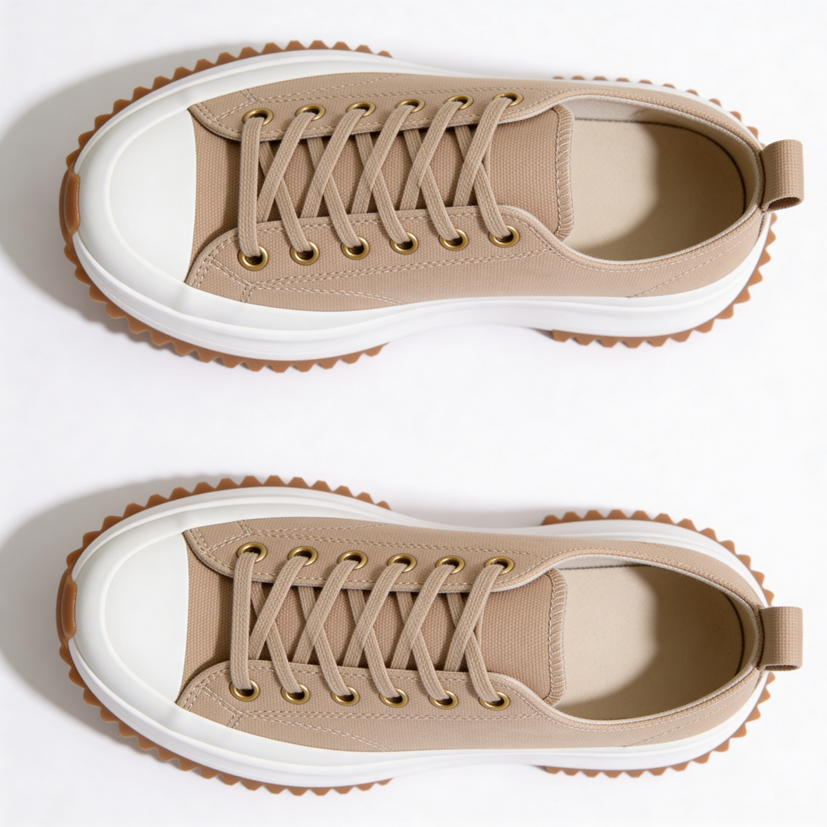 Dames Platform Sneakers met Canvas Upper en Dikke Zool