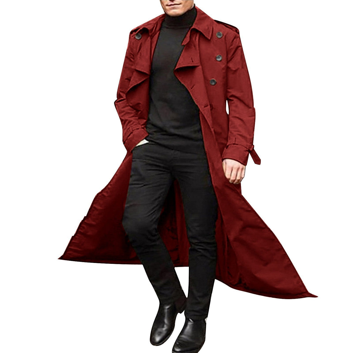 Heren Trenchcoat Dubbelrijs met Ceintuur - Klassieke Overjas