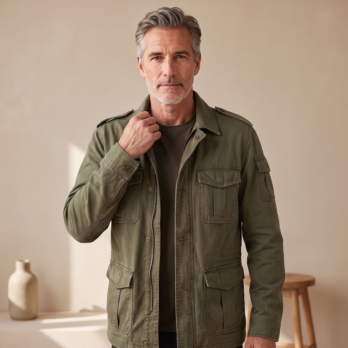 Men's M65 Military Field Jacket Multi-Pocket Cargo Coat