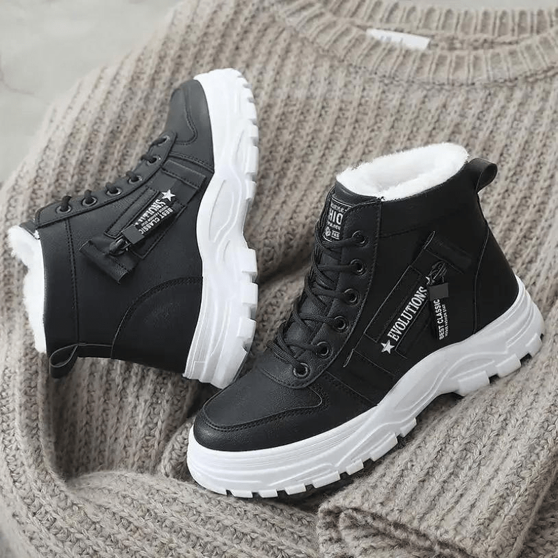 Dames Warme Winterboots - Vetersluiting en stevige antislip zool
