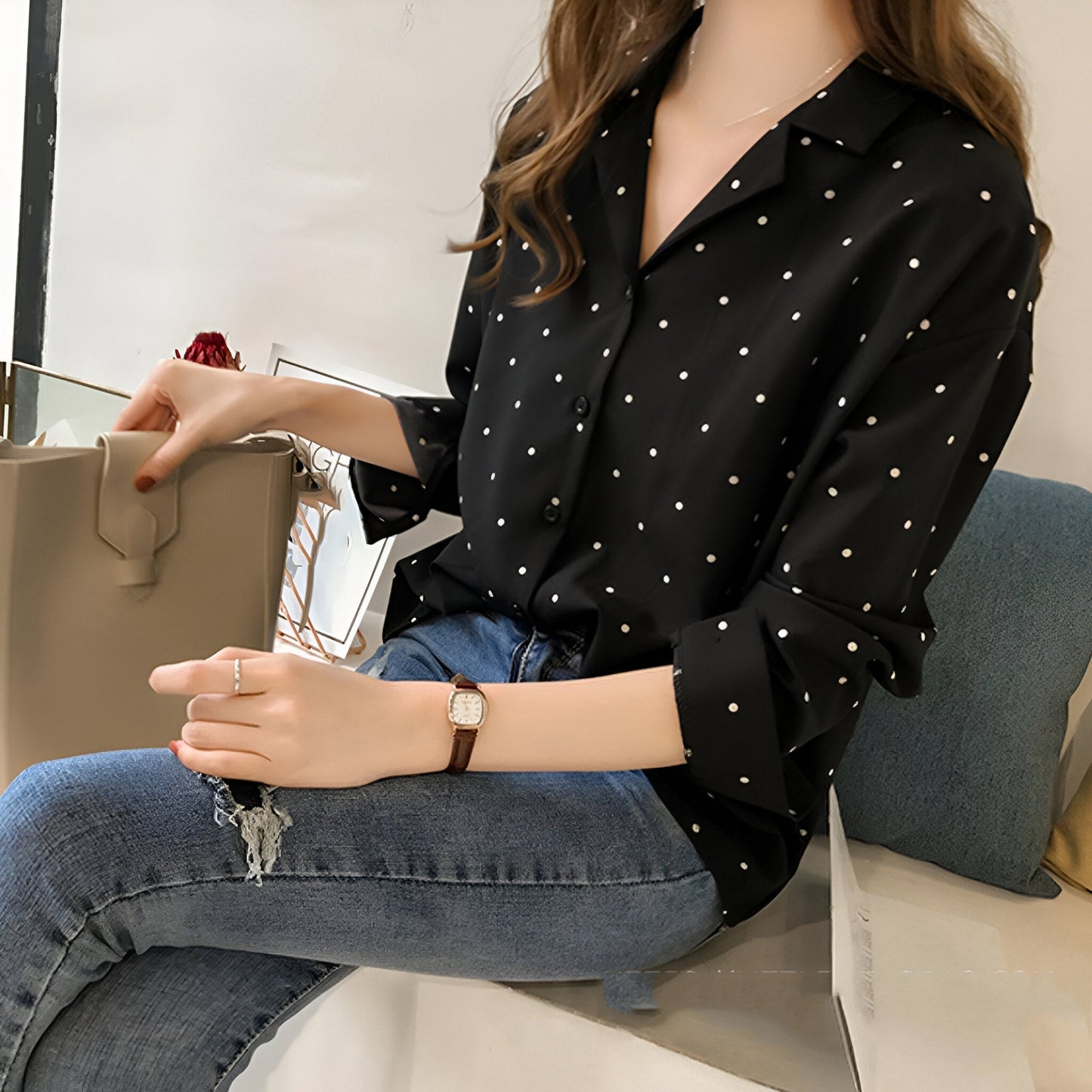Clivia - Blouse met Stippen voor Dames
