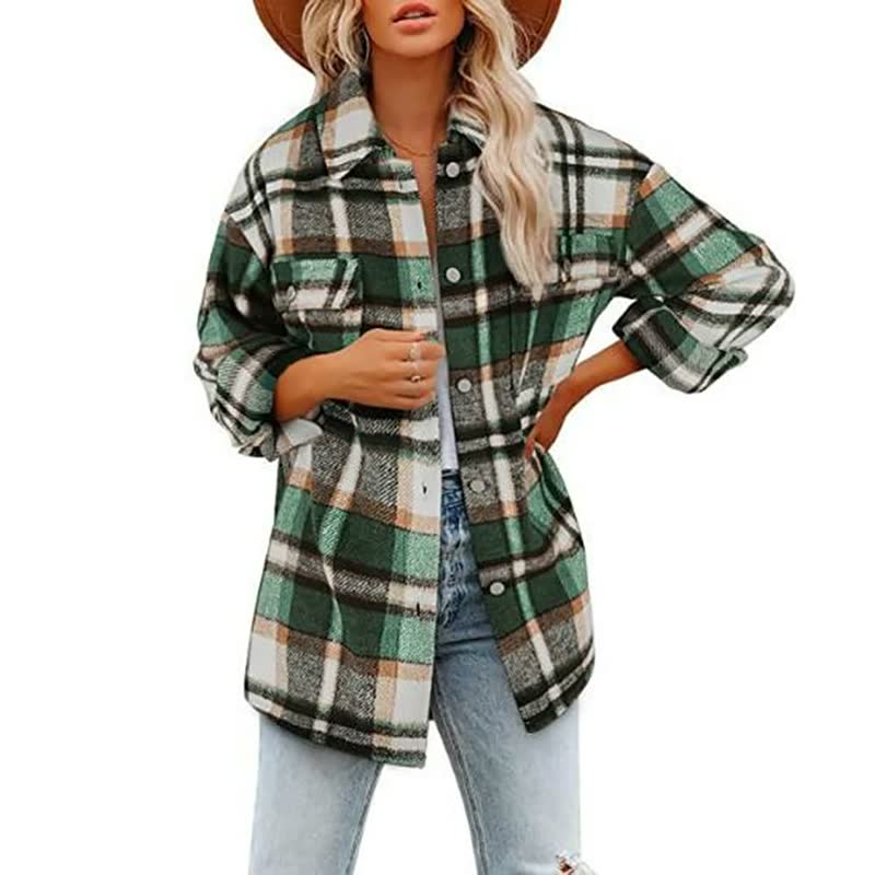 Dames Flanellen Blouse β Katoen, Casual voor Herfst en Winter