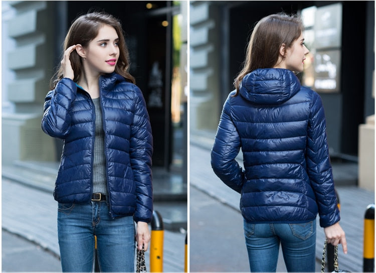 Dames Omkeerbare Lichtgewicht Donsjas – Donsvulling, Gewatteerde Puffer Tussenjas voor Herfst en Lente