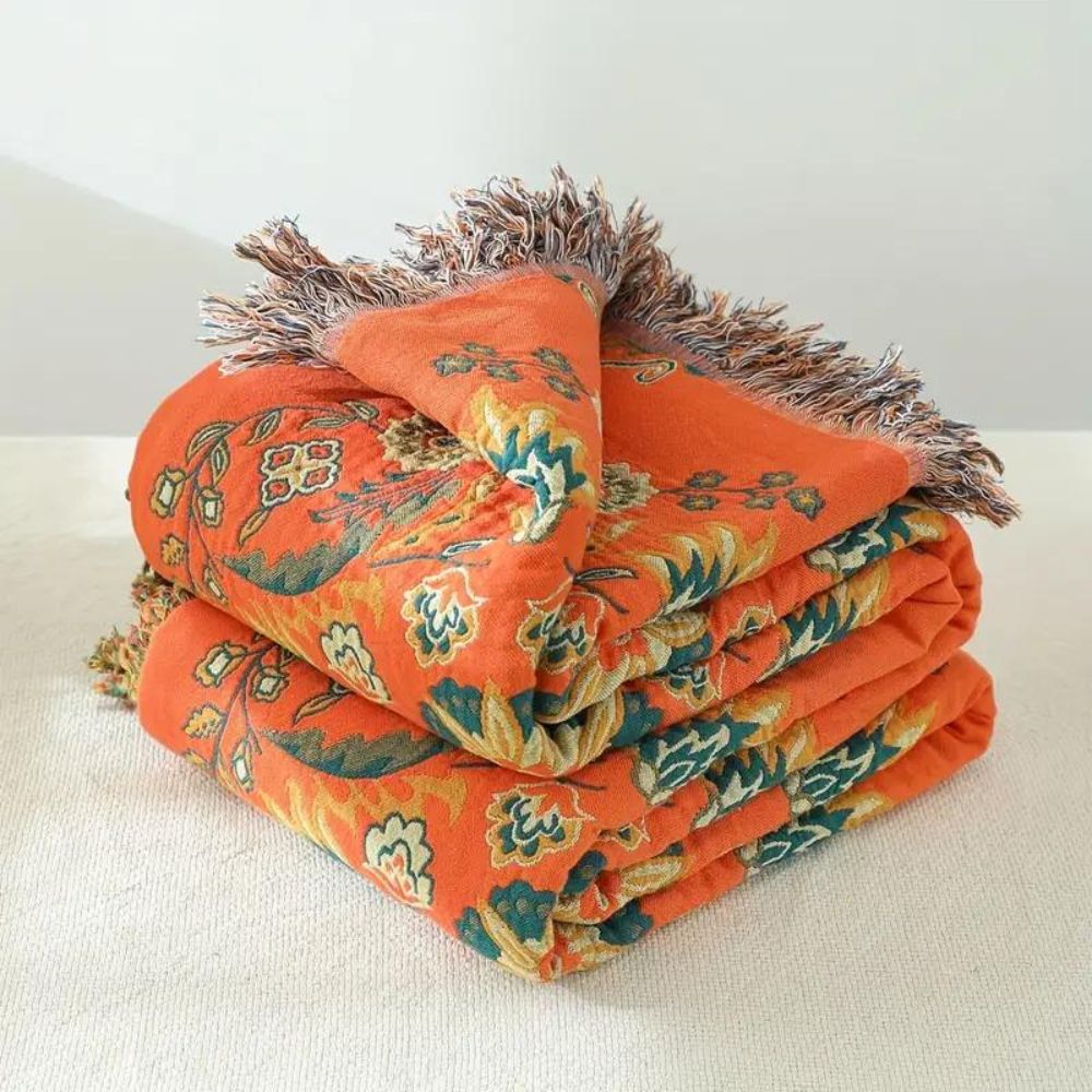 reversible boho floral throw