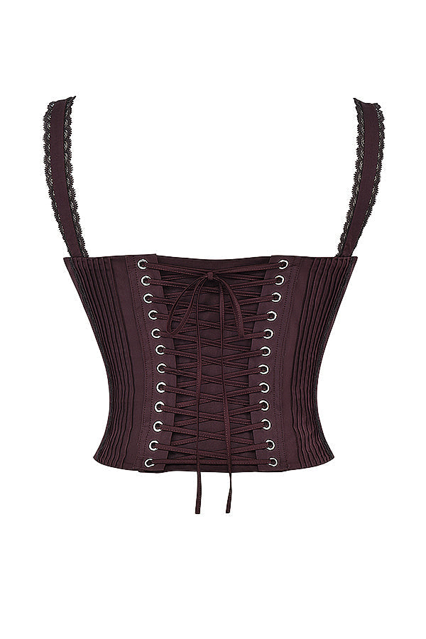 Grazina - Bruine Kant Corset Top