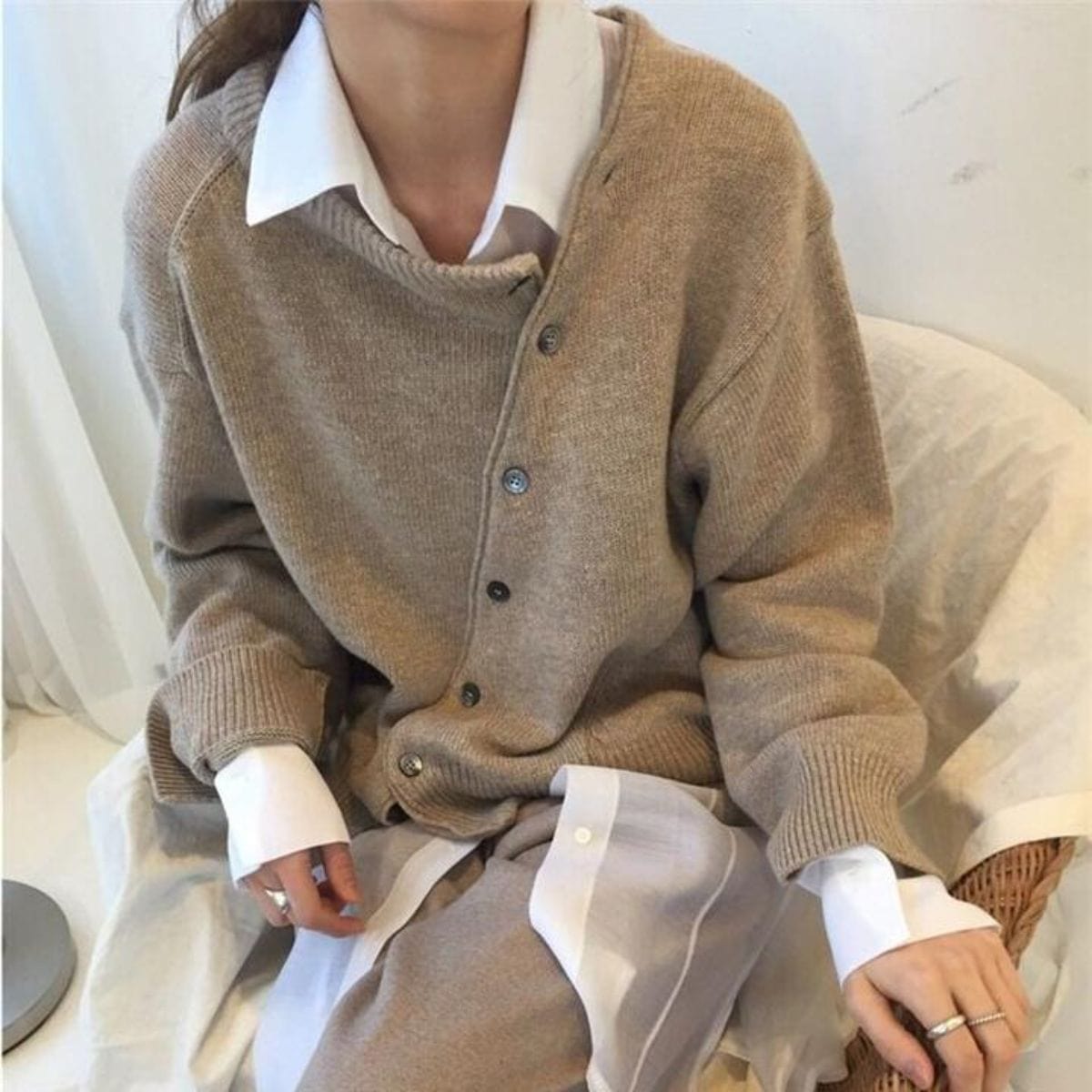 Dames Kasjmier Cardigan met Knoopsluiting – Gebreid Vest