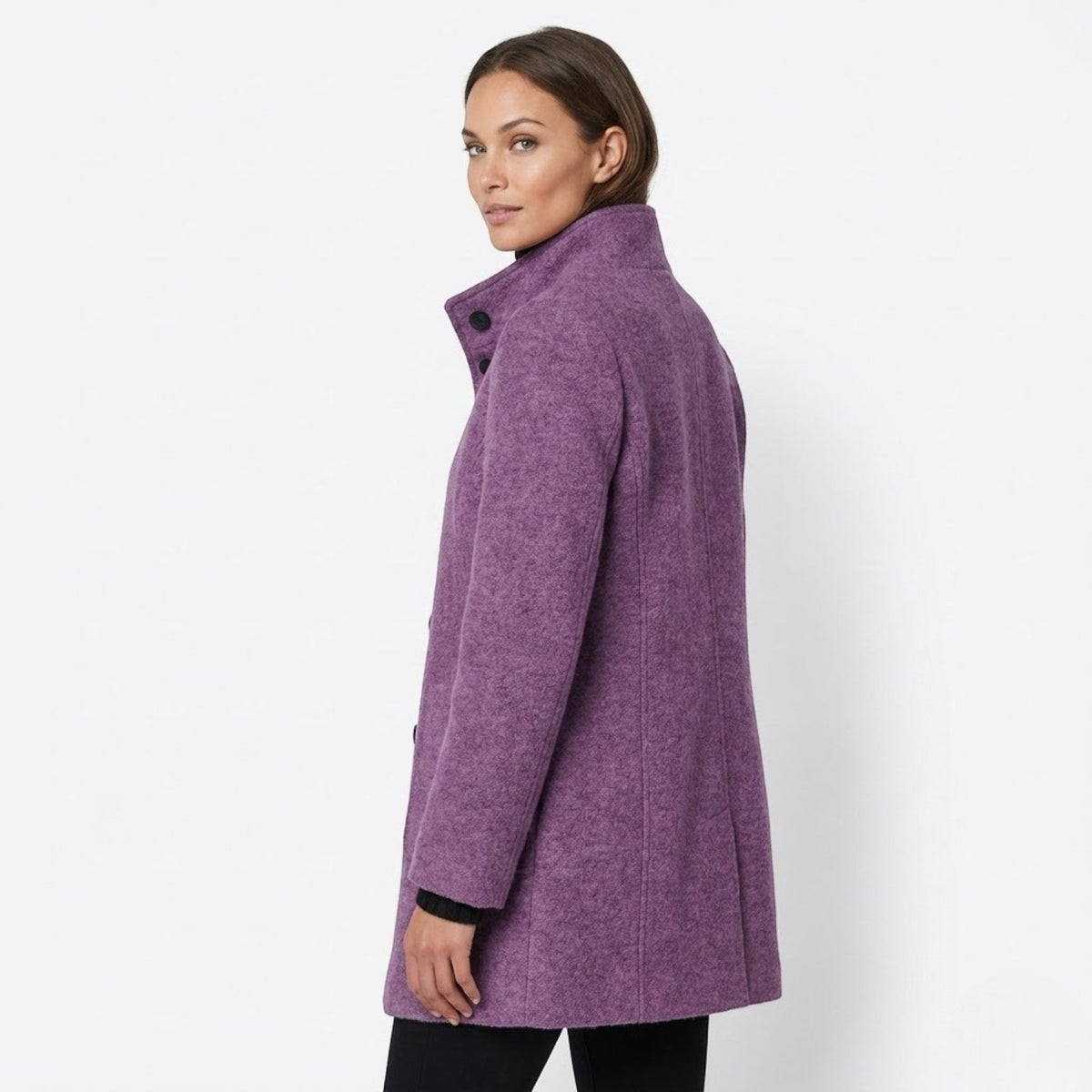 Soraya β Women's Coat with button closure and stand - up collar - Trench Coats - Purple - Taylor & Bennett