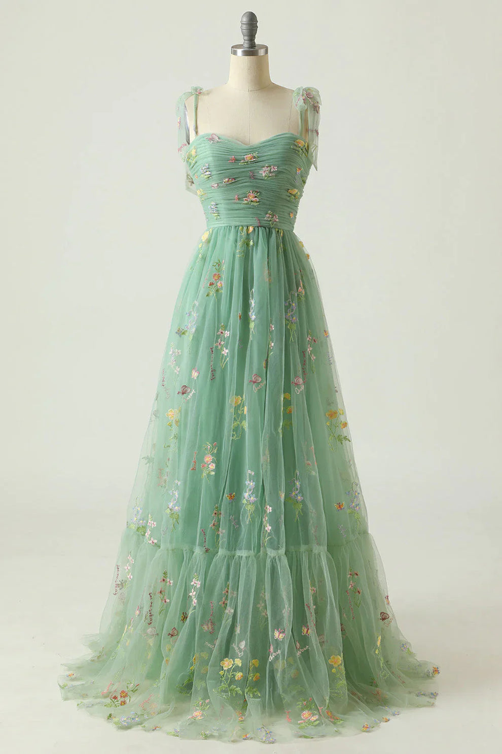 Baljurk met bloemenborduursel en tule voor dames, korset, lange Baljurk met bloemenborduursel en tule voor dames, korset, lange