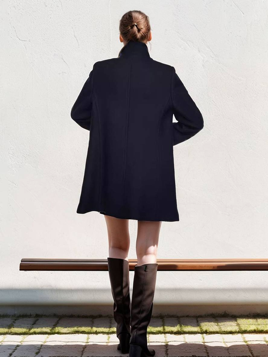 Dames Dubbelgeknoopte Wollen Jas β Hoge Kraag, Warm en Stijlvol voor Herfst en Winter