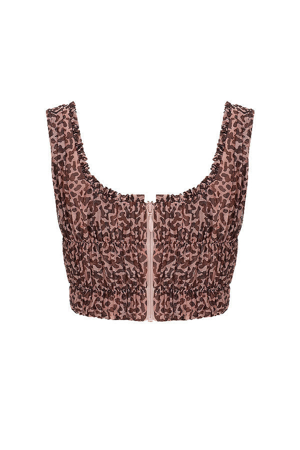 Helvianne - Top met Dierenprint en Ruches