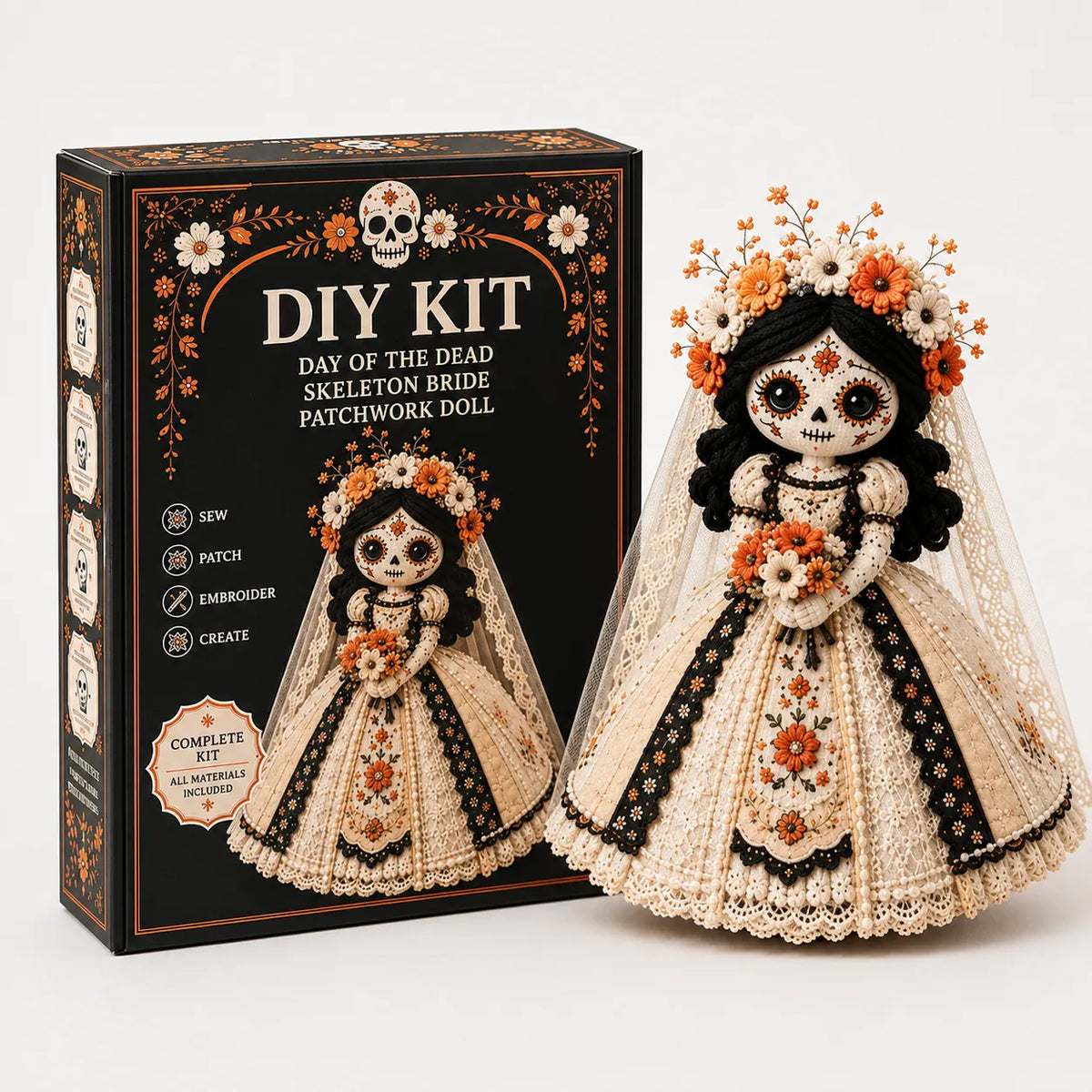 Day of the Dead Patchwork Pop Naaipakket - DIY Knutselset voor Beginners