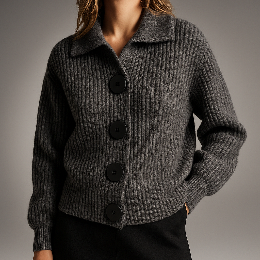 Dames Oversized Vest met Grote Knopen – Grof Gebreid