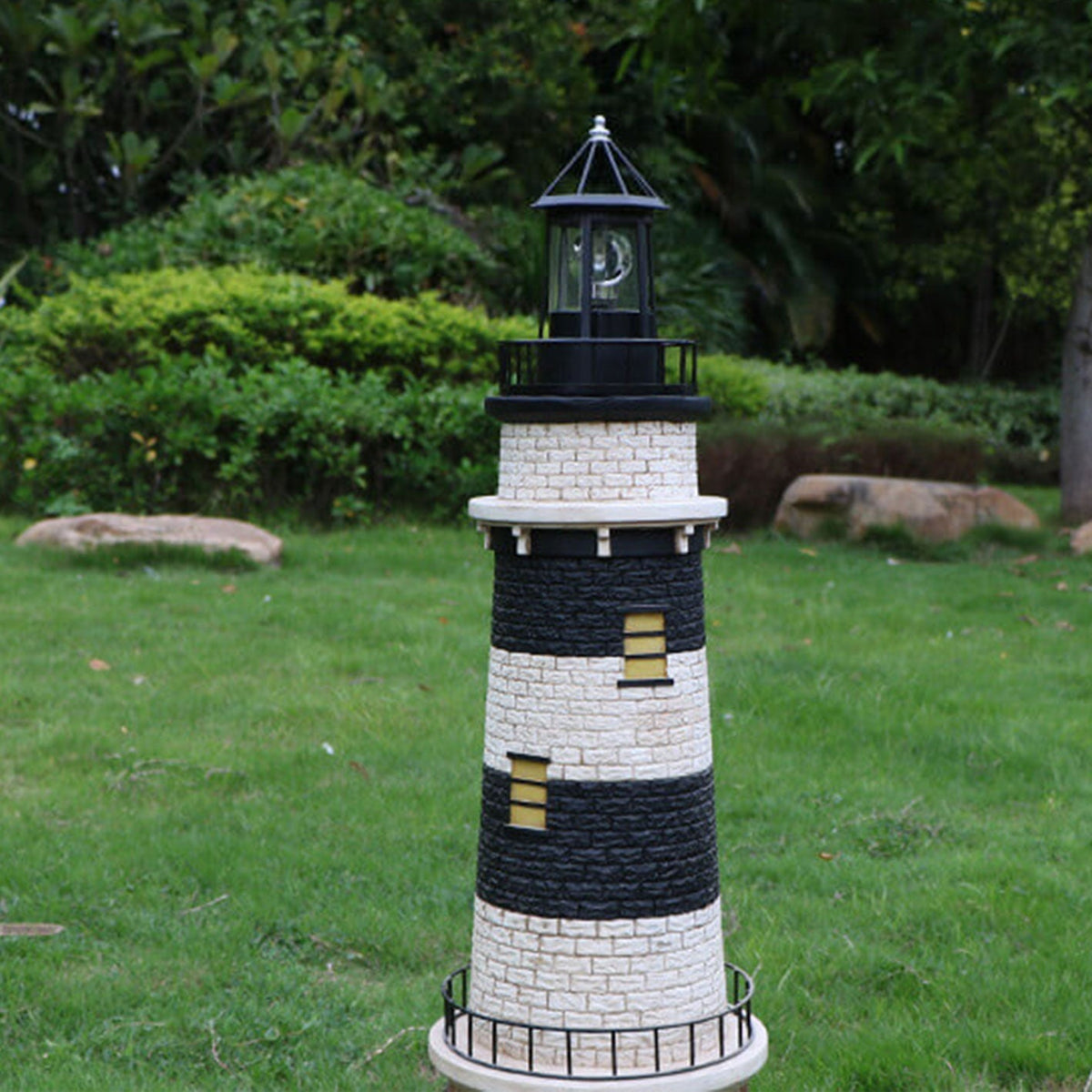 Vuurtoren Tafellamp op Zonne-energie met Roterende LED en Ingebouwd Zonnepaneel ##POS:20##