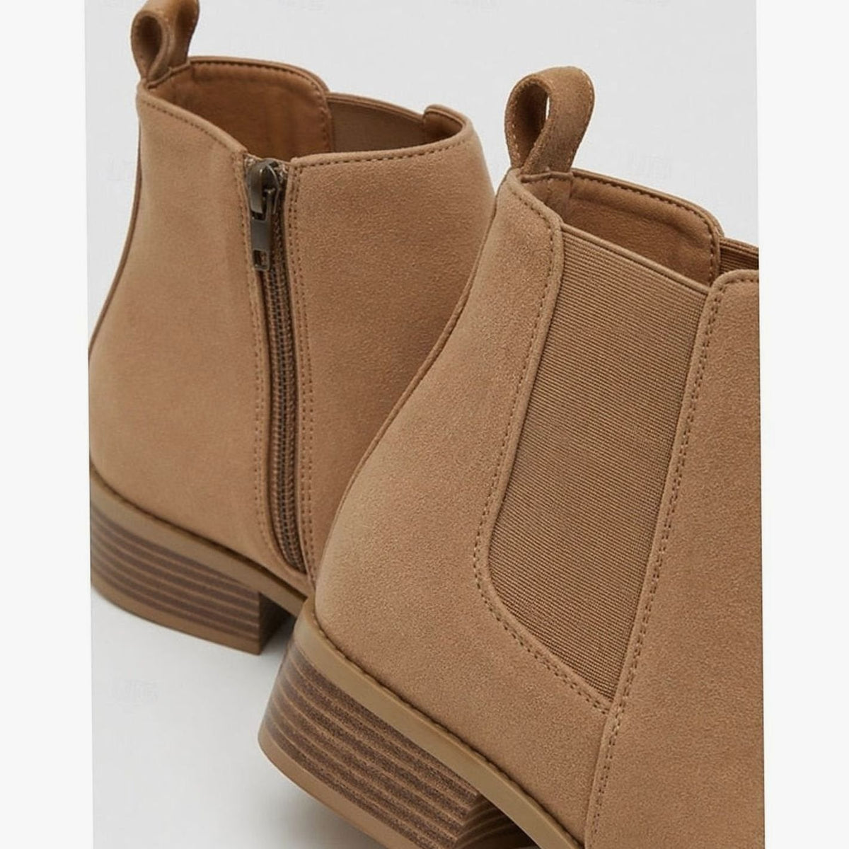 Dames Suède Ankle Boots met Puntige Neus en Blokhak
