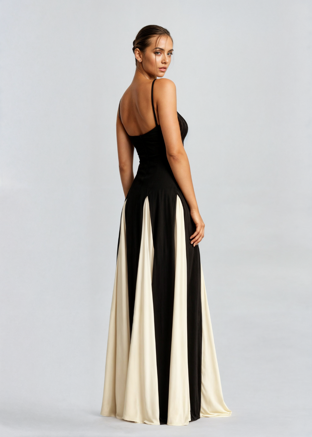 Dames Maxi Jurk Zwart-Wit – Avondjurk Lange Lengte