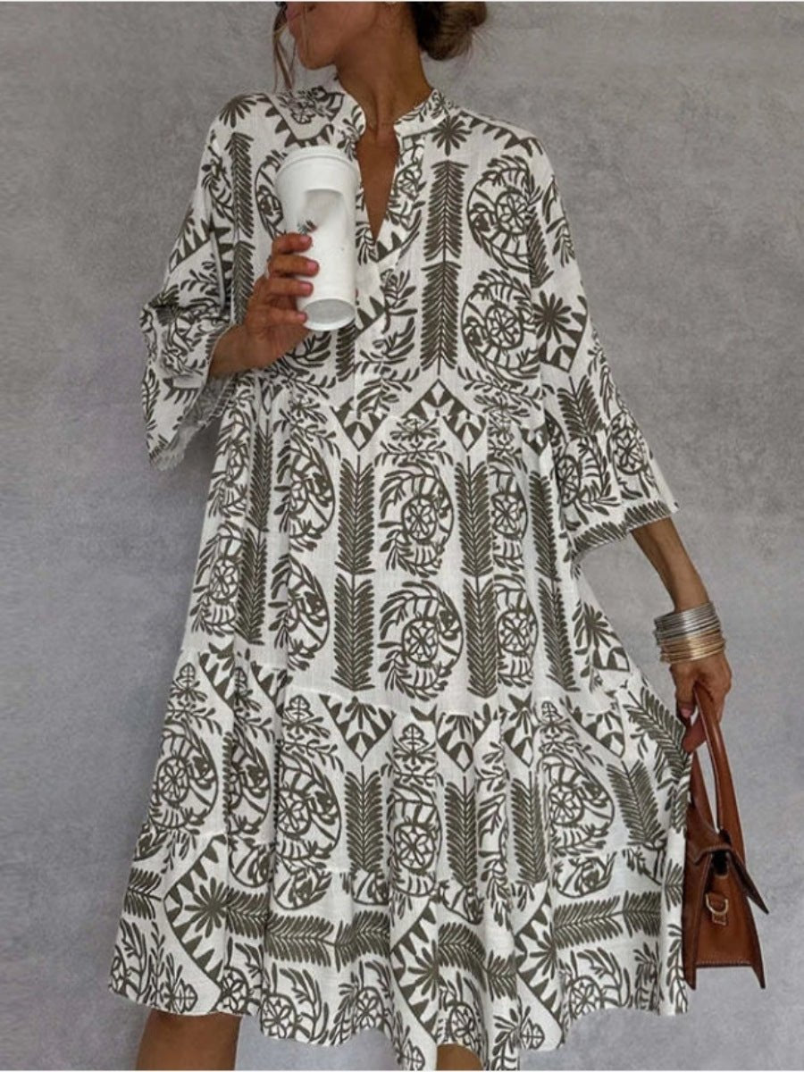 Dames Loose-Fit Tuniek Jurk – Met Knopen, Geschikt voor Lente en Zomer