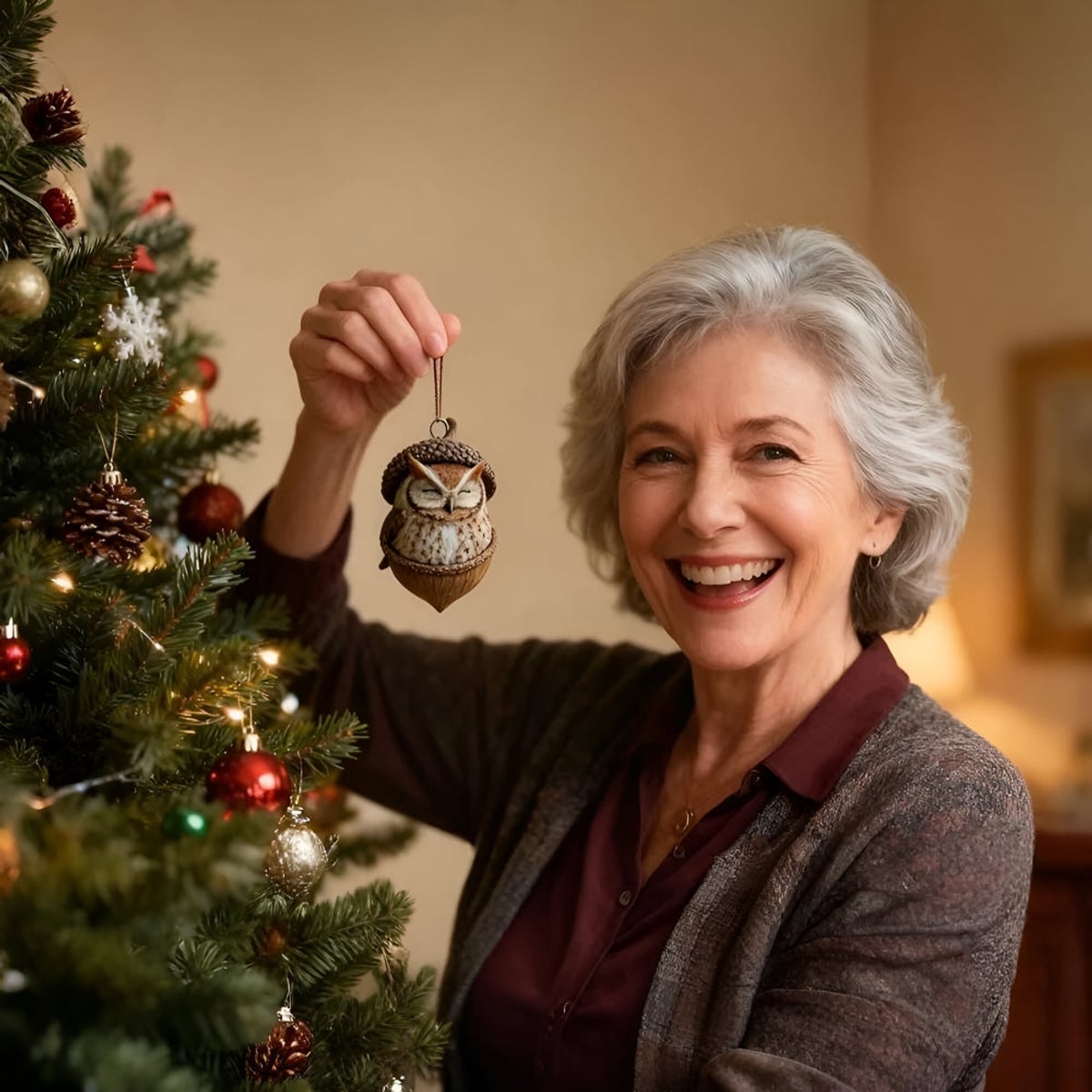 woodland animal acorn christmas tree ornaments