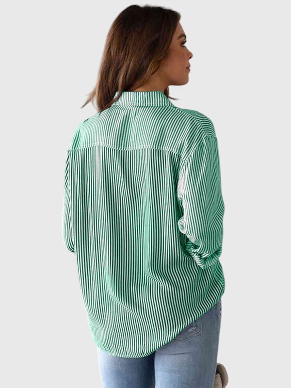 Dames Blouse Gestreept met Strik en Kraag