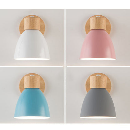 Wandlamp met Kantelbare Arm en Conische Kap - Hout en IJzer