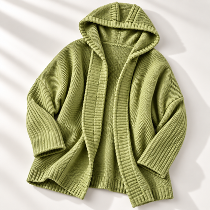 Dames Vest met Capuchon Grof Gebreid Longline Cardigan