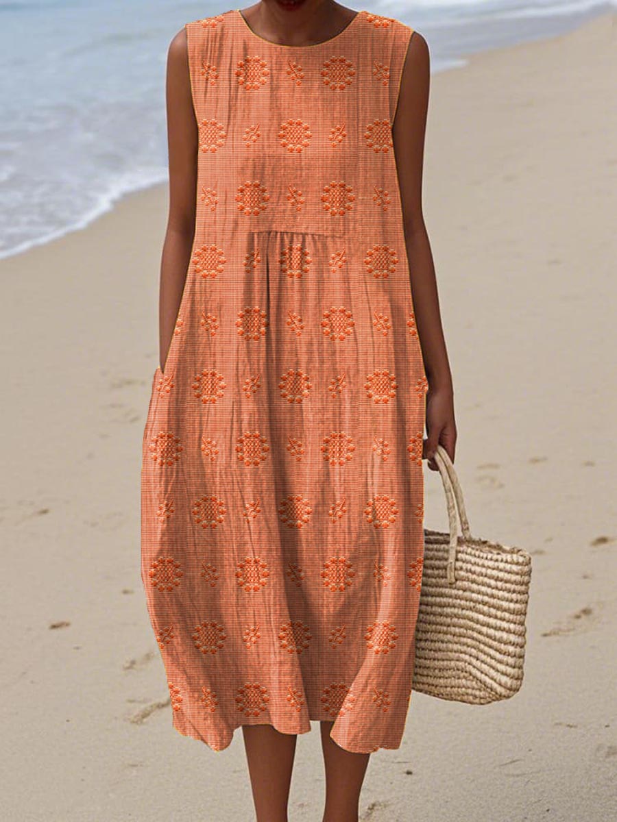 Dames Midi Jurk met Printpatroon, Mouwloos