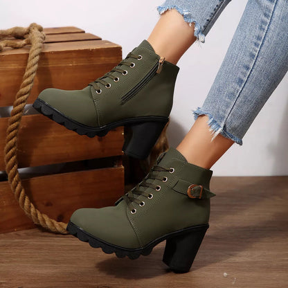 Dames Blokhak Boots – Met Rits, Geschikt voor Casual en Dagelijks Gebruik