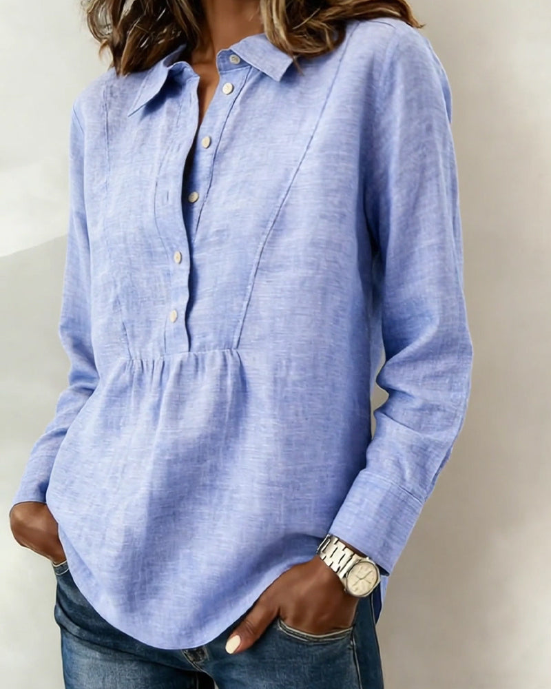 Dames Slim Fit Blouse – Met Kraag, Geschikt voor Werk en Dagelijks Gebruik