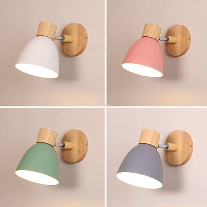 Wandlamp met Kantelbare Arm en Conische Kap - Hout en IJzer