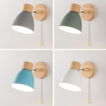 Wandlamp met Kantelbare Arm en Conische Kap - Hout en IJzer